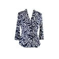thumbnail image 1 of Inc International Concepts Womens Blue Ruched Button Up Blouse P, 1 of 1