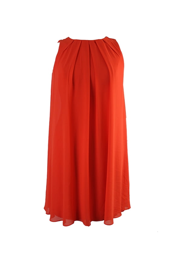 International Concepts Womens Coral Sleeveless Pleated Trapeze Dress 2