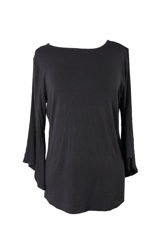 International Concepts Womens Deep Black Bell-Sleeve Top XS