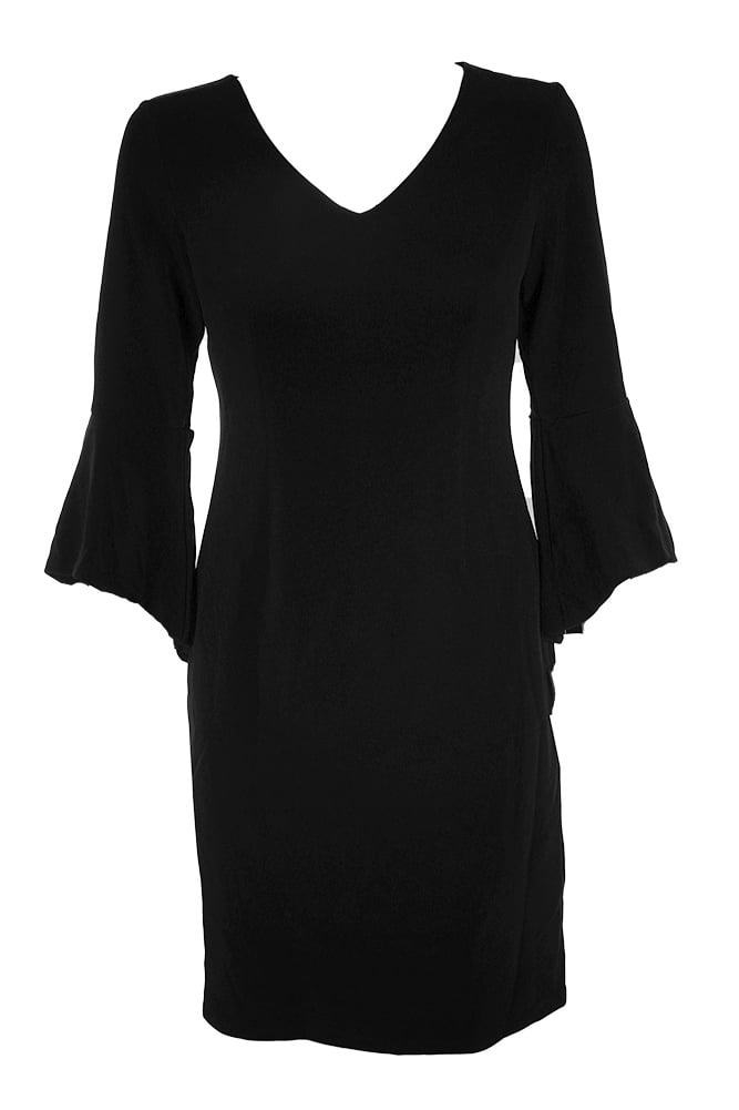 calvin klein black dress with bell sleeves Calvin Klein SIZE 22 W Black Circular Lace Bell Sleeve Sheath Dress NWT $134