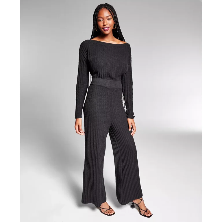 Inc International Concepts Womens Jeannie Mai Bonet Wide Leg Knit Pants Black X Large Walmart