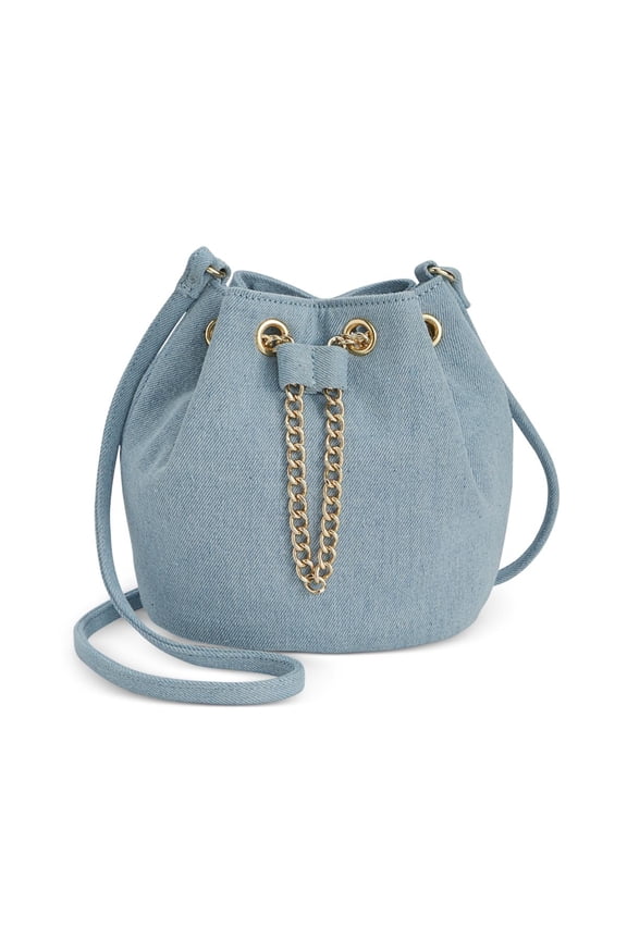 Womens Pia Crossbody Mini Bucket Handbag,Blue, Small