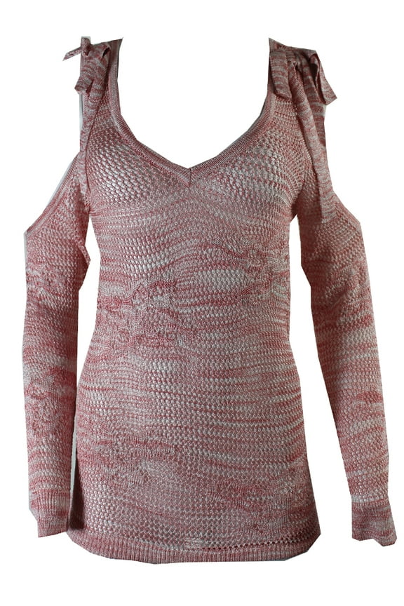 International Concepts Womens Pink Sheer Off-The-Shoulder Sweater L