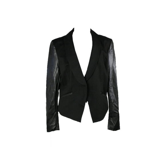 Inc International Concepts Womens Plus Size Black Velvet-Sleeve Lace Jacket 0X