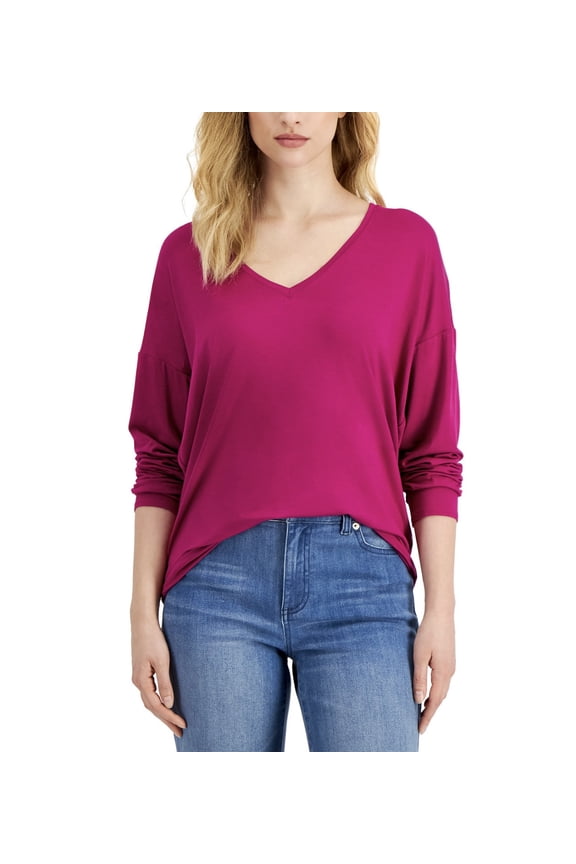 Womens V-Neck Tunic Cranberry Rose M