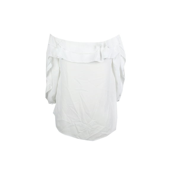 Inc International Concepts Womens Washed White Ruffled Off-The-Shoulder Top S