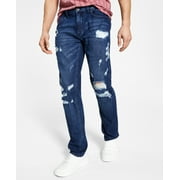 Inc Men's Slim Straight Destroyed Washed Jeans  Dark Blue 30X32