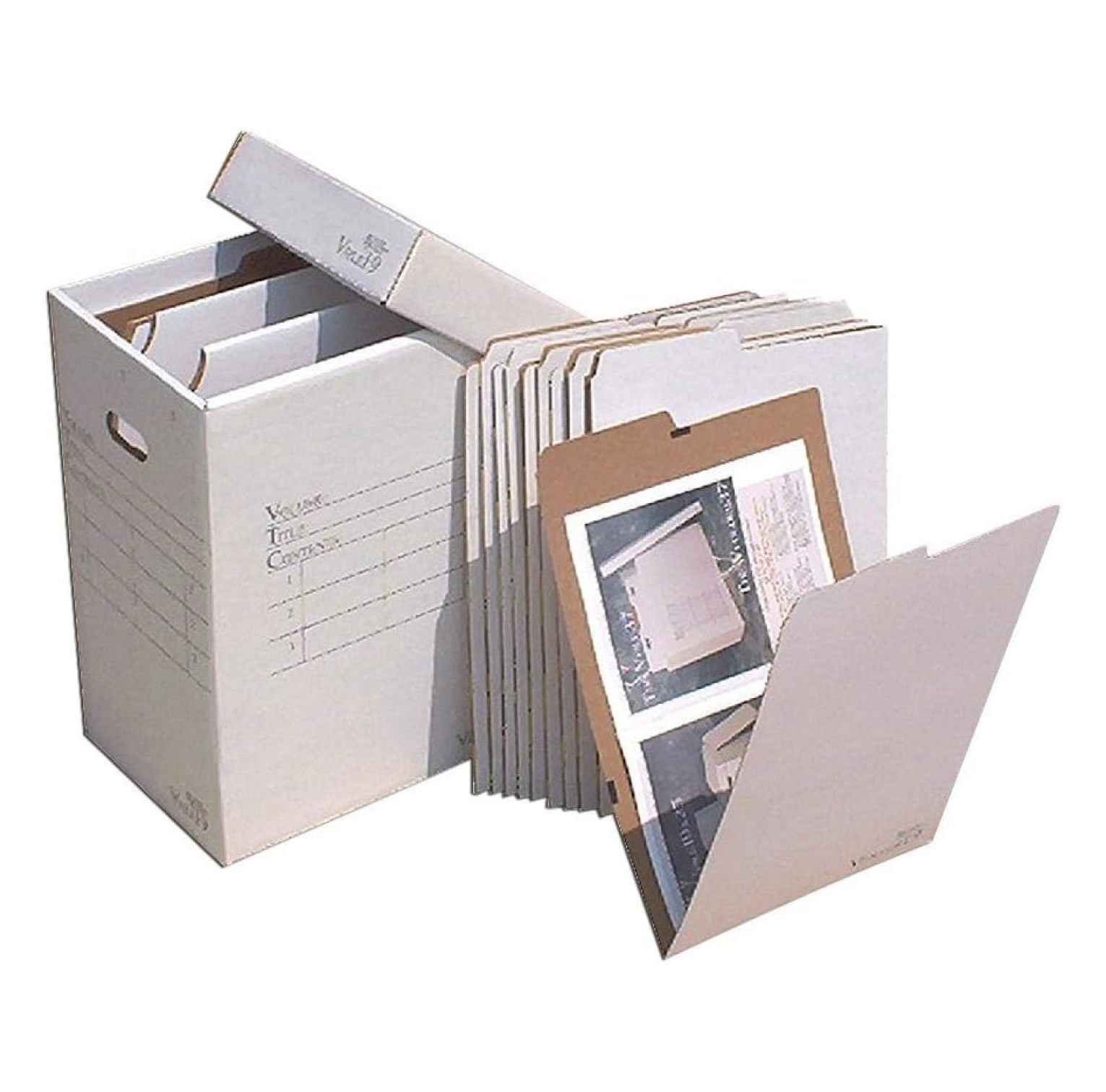 White Corrugated Cardboard Vertical File Organizer with VFolders