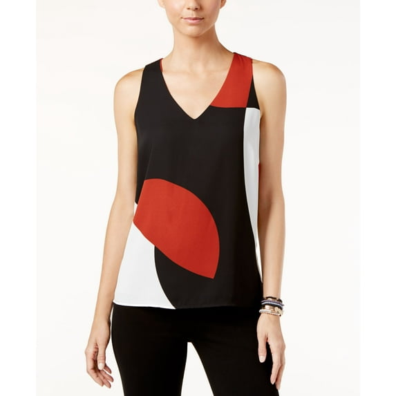 Inc Womens Colorblock V-Neck Blouse Colorblocked Top Dancing Geo M
