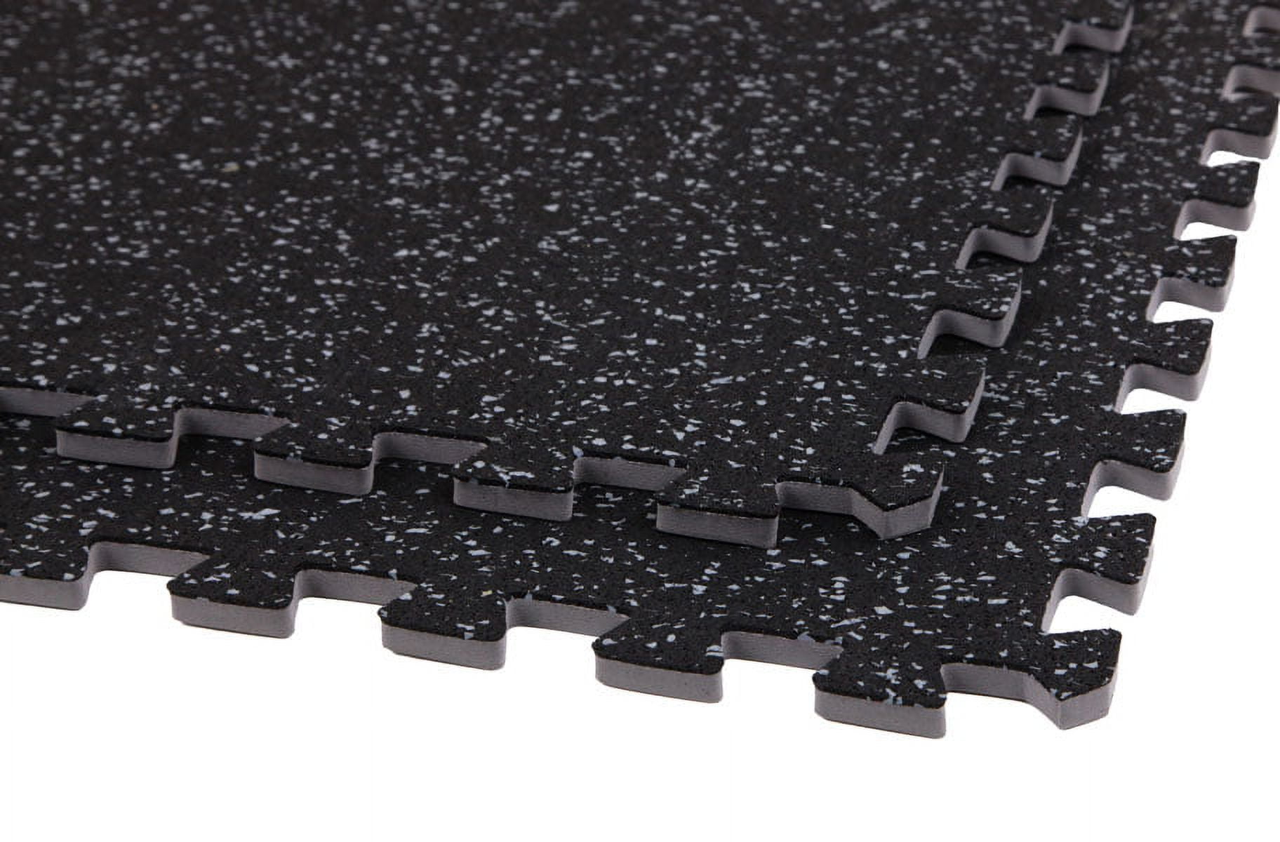 IncStores 3/8" Soft Rubber Interlocking 2'x2' Tiles Black/Grey (6 Tiles)