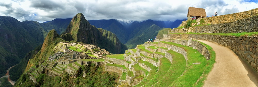 Inca City of Machu Picchu with Urubamba River Urubamba Province Cusco Peru Canvas Art - Panoramic Images (6 x 18)
