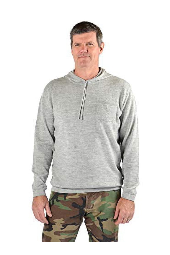 - 100% Baby Alpaca Wool Solid Pullover Hoodie for Men