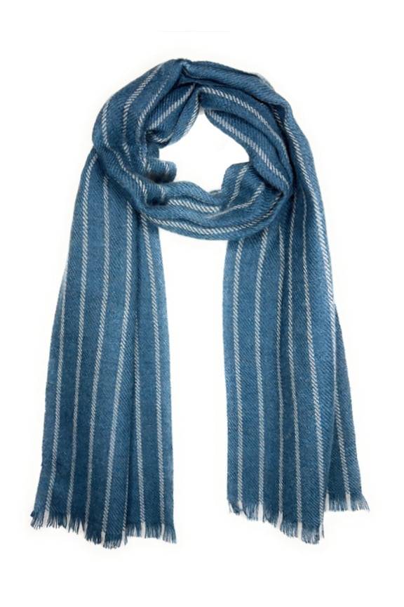- Baby Alpaca Pinstripe Scarf for Women & Men – Hand-Loomed, Lightweight & Soft Winter Accessory – Elegant Cold Weather Wrap with Eyelash Fringe