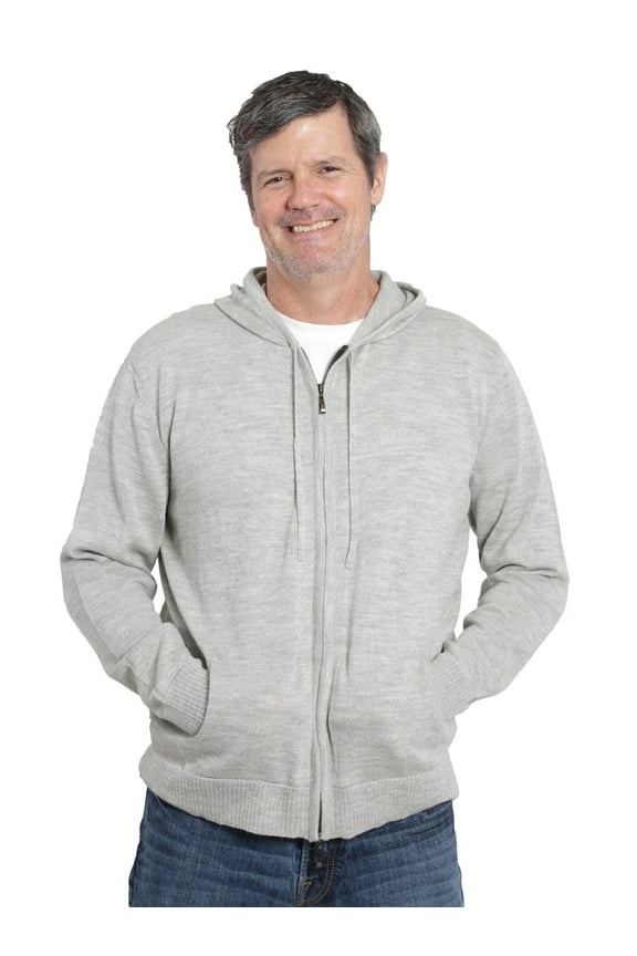 - Baby Alpaca Wool Zip Front Hoodie for Men