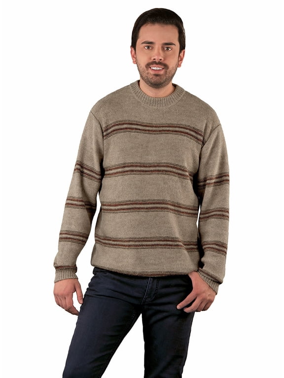 - Baja Crewneck Striped Alpaca Wool Pullover for Men