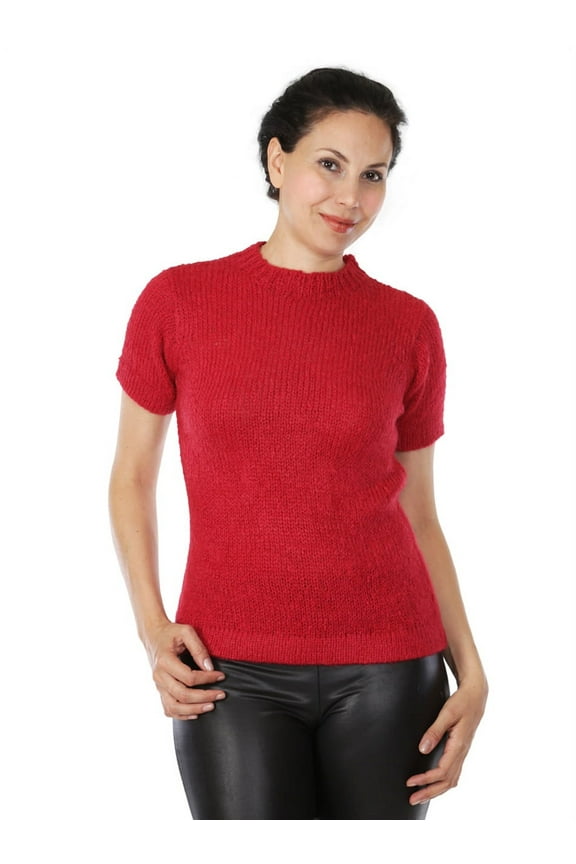 - Blair Short Sleeve Suri Alpaca Wool Pullover Sweater for Women