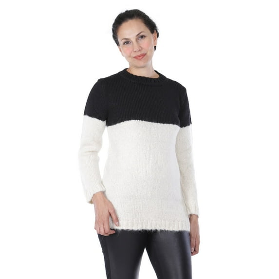 Inca Fashions - Colorblock Baby Alpaca and Suri Wool Pullover Sweater for Women