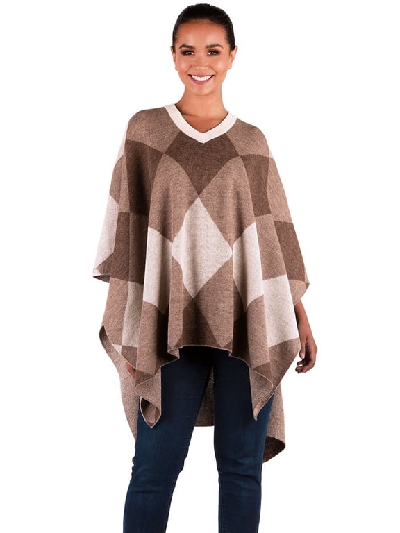 - Diamond Alpaca Wool Poncho for Women