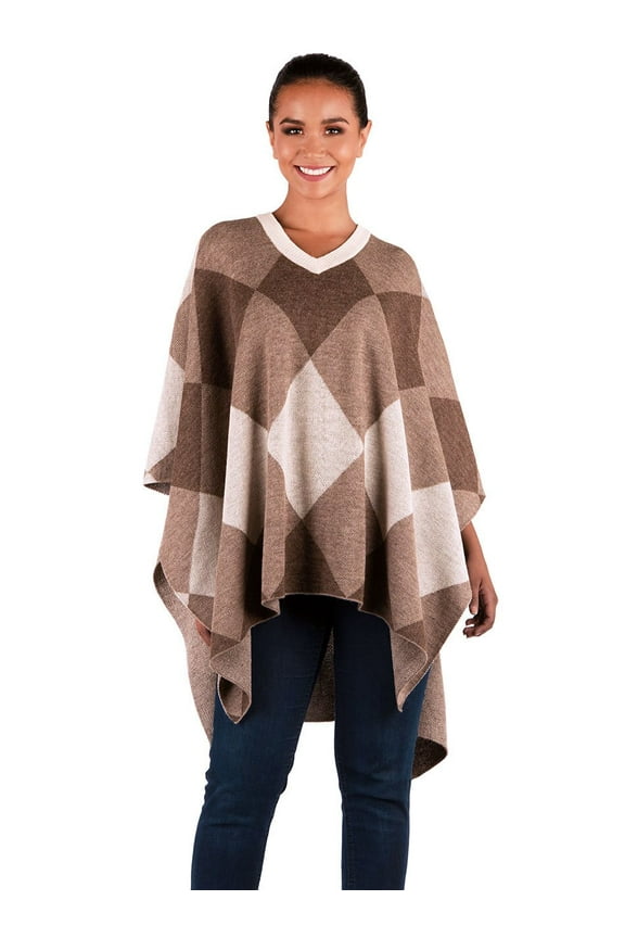 - Diamond Alpaca Wool Poncho for Women