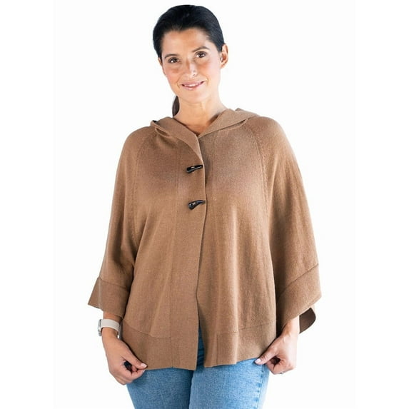 Inca Fashions - Georgie Hooded Cape – 100% Baby Alpaca Wool Cape for Women, Soft & Lightweight, Elegant Outerwear with Hood, Sustainable & Breathable Fall and Winter Layer