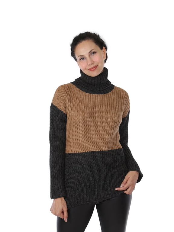 - Lydia Colorblock Alpaca Wool Turtleneck Sweater for Women