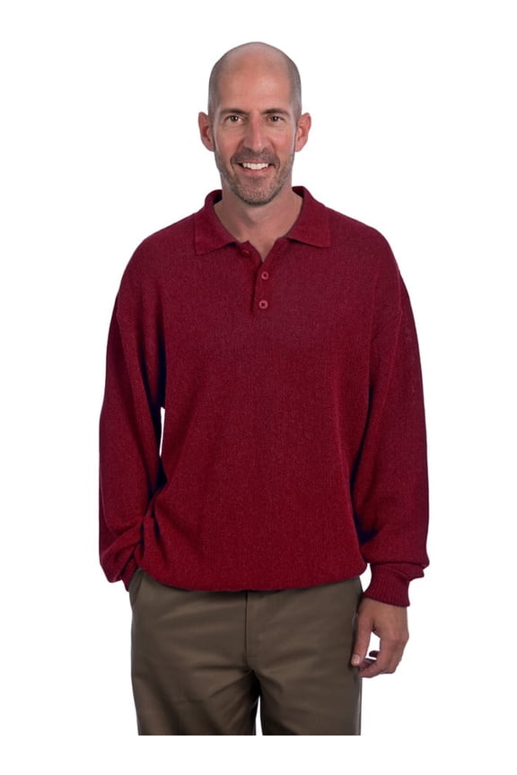-Men’s Baby Alpaca Links Polo Sweater – 100% Pure Baby Alpaca Wool – Lightweight Golf-Inspired Knit – Breathable, Soft, Hypoallergenic Pullover