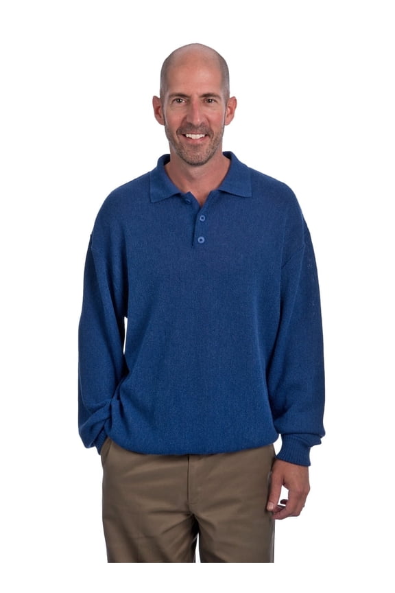 -Men’s Baby Alpaca Links Polo Sweater – 100% Pure Baby Alpaca Wool – Lightweight Golf-Inspired Knit – Breathable, Soft, Hypoallergenic Pullover