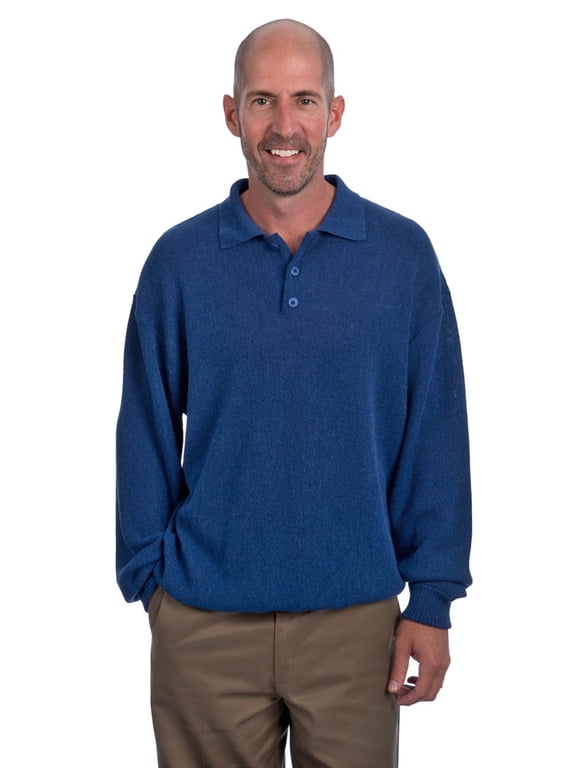-Men’s Baby Alpaca Links Polo Sweater – 100% Pure Baby Alpaca Wool – Lightweight Golf-Inspired Knit – Breathable, Soft, Hypoallergenic Pullover