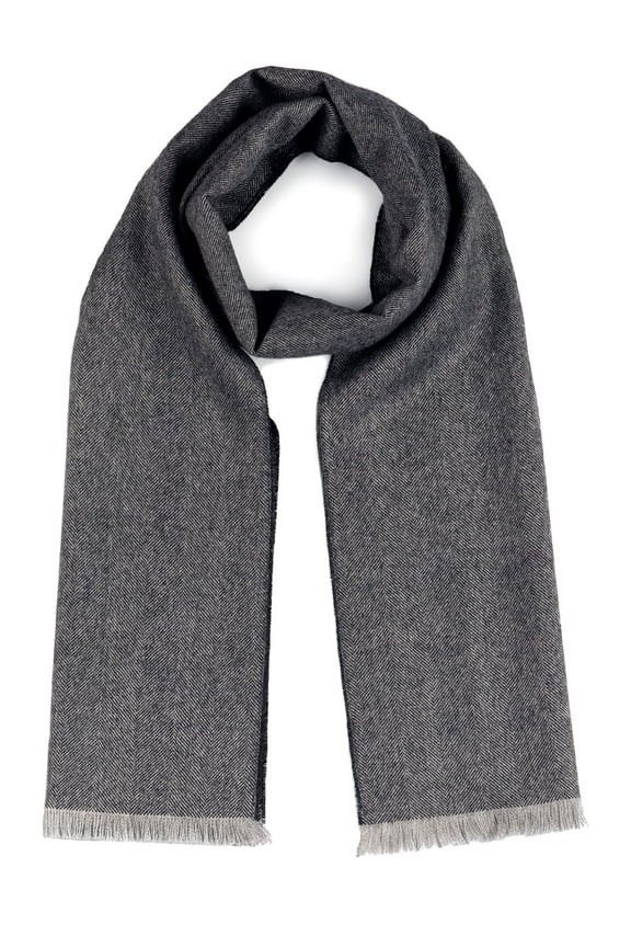 - Micro Chevron Pattern Pure Alpaca Wool Scarf with Eyelash Fringe For Men and Women