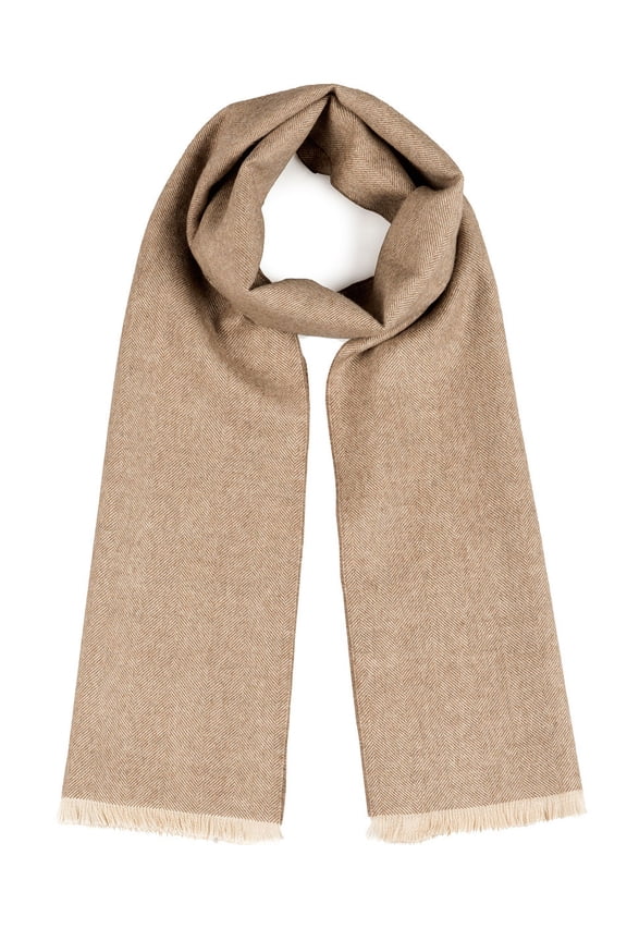 - Micro Chevron Pattern Pure Alpaca Wool Scarf with Eyelash Fringe For Men and Women