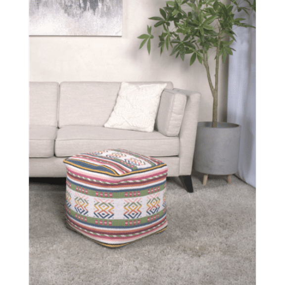 Inca Handcrafted Peruvian Print Square Pouf 16"x16"x16" Statement Piece with Multicolor Options, Durable Fabric, & Floor Cushion Design for Home Decor & Casual Seating