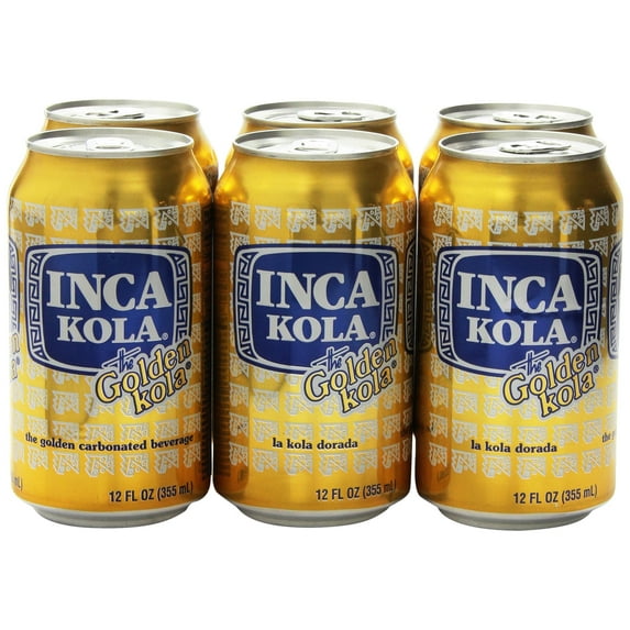 Inca Kola Golden Carbonated Beverage Soda - la kola dorada - 12 oz cans - 6pk