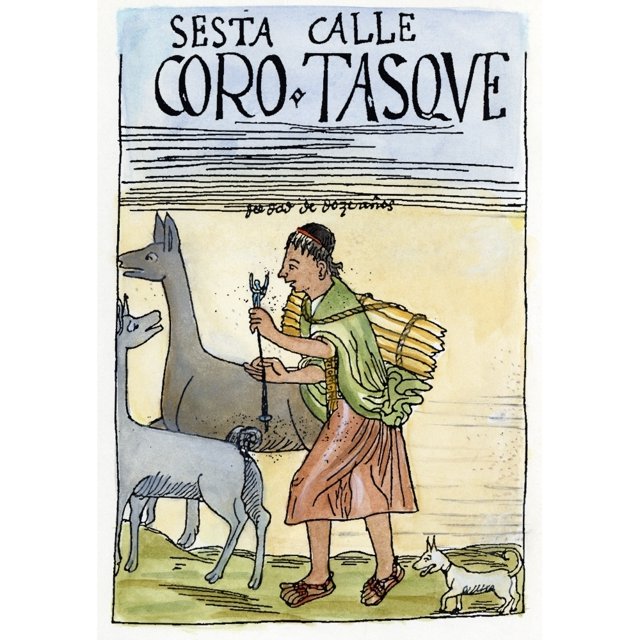 Inca Shepherd. Ninca Shepherd With His Llamas. Drawing From 'El Primer