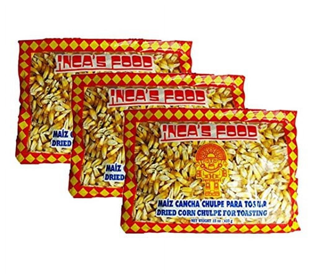 Inca's Food Maiz Cancha Chulpe 15 Oz (3-pack), Dried Corn for Toasting ...