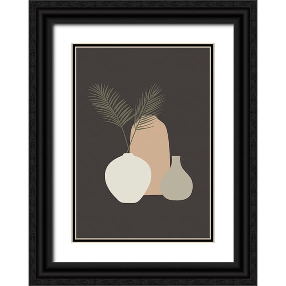 Incado 11x14 Black Ornate Wood Framed with Double Matting Museum Art Print Titled - Three Vases IV