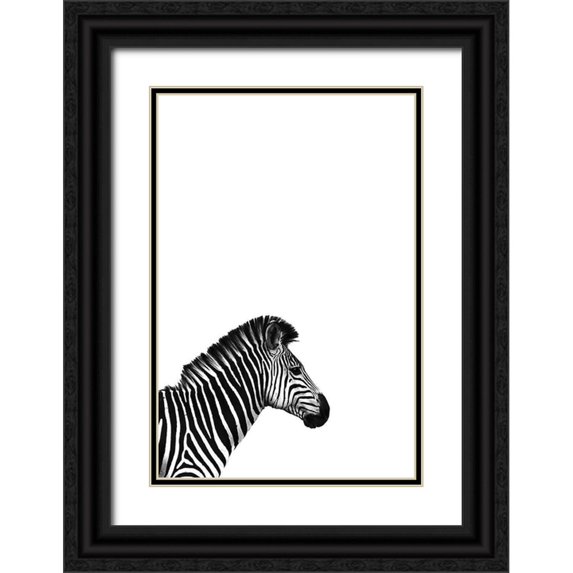 Incado 23x32 Black Ornate Wood Framed with Double Matting Museum Art Print Titled - Zebra 2