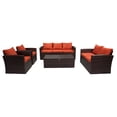 thumbnail image 1 of Incadozo 5PC All-Weather Wicker Patio Seating Set, Dark Brown/Orange, 1 of 13