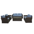 thumbnail image 1 of Incadozo 5PC All-Weather Wicker Patio Seating Set, Gray/Blue, 1 of 12