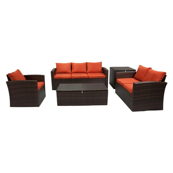 Incadozo Rio All-Weather Wicker 5 Piece Modern Patio Conversation Set