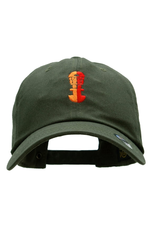 Incan Symbol Embroidered Unstructured Cotton Twill Cap - Olive OSFM