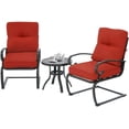 thumbnail image 1 of Incbruce Outdoor Furniture 3Pcs Patio Bistro Set, Springs Motion Chairs and Bistro Round Table Set, Metal Small Patio Conversation Set with Cushions (Red), 1 of 12