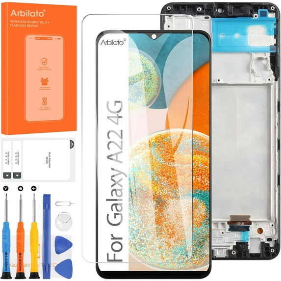 Incell Screen for Samsung Galaxy A22 4G Screen Replacement for Samsung A225 LCD Screen SM-A225F,SM-A225M Touch Display Digitizer Assembly Repair Parts (Black with Frame)