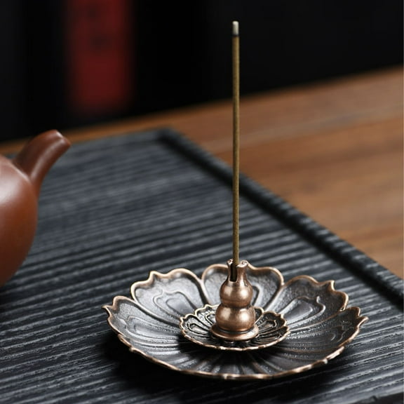 Incense Burner under $5! Cagogo Lotus Flower Incense Holder, Alloy Multi-functional Incense Burner for Stick and Sandalwood, Zen Aromatherapy Decor, Removable Ash Catcher, Spiritual Meditation