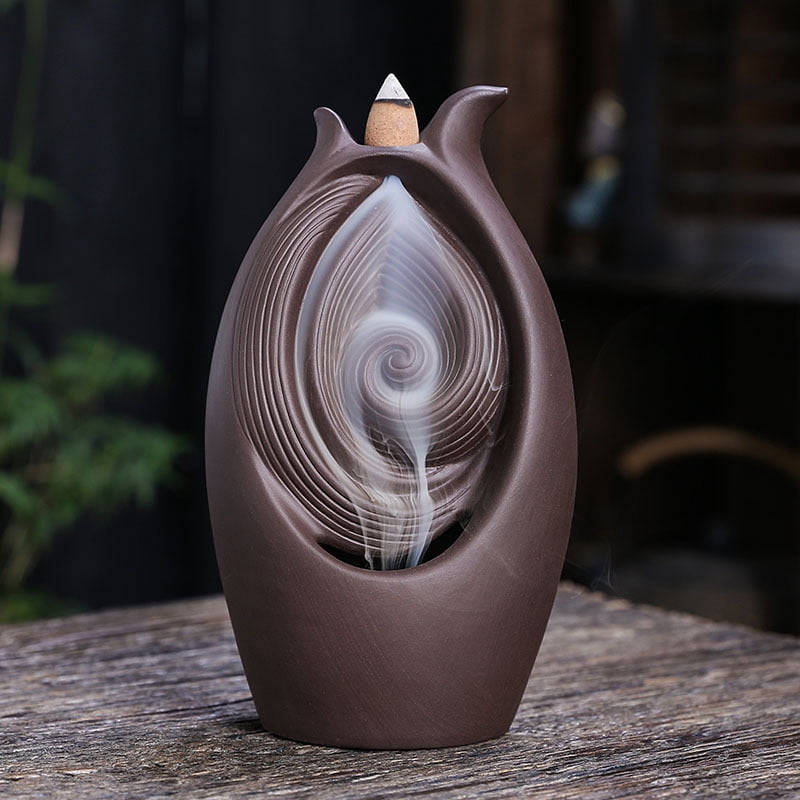 Incense Burner Backflow Incense Holder Purple Sand Backflow Incense Burner Creative Sandalwood Agarwood Aromatherapy Ornaments Incense Cone Holder
