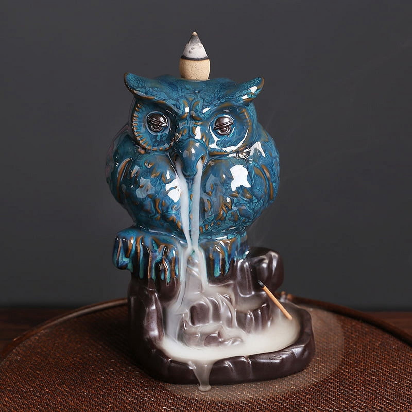 Incense Burner Backflow Incense Holder Waterfall Ceramic Owl