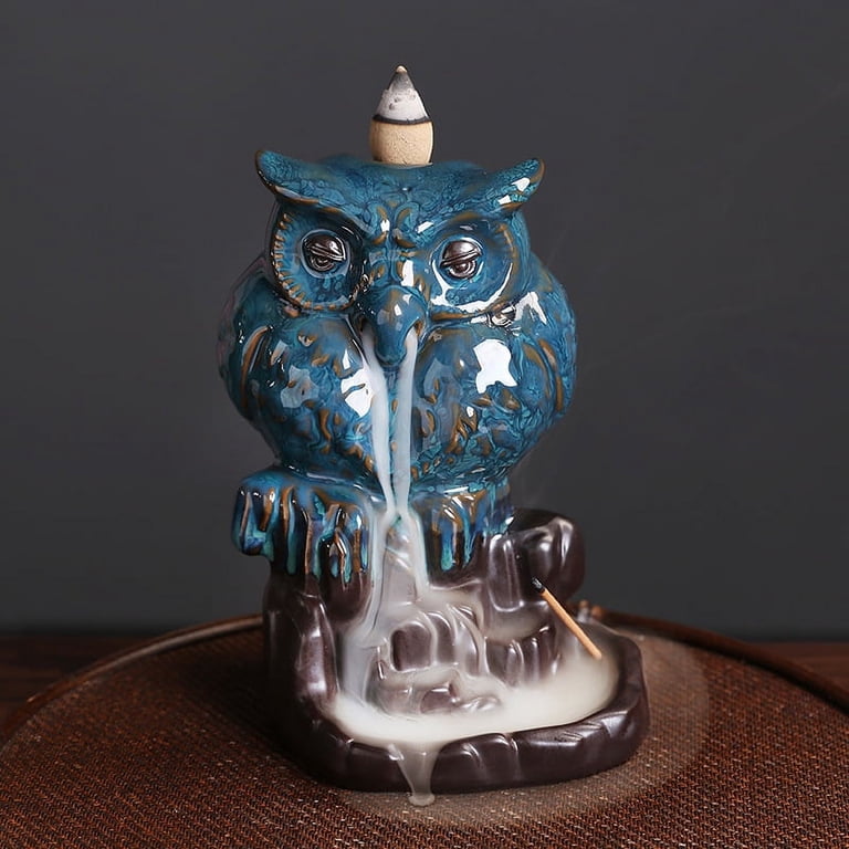 Incense Burner Backflow Incense Holder Waterfall Ceramic Owl