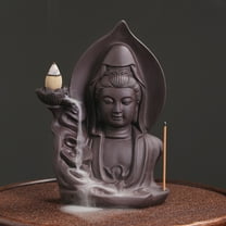 Incense Burner Creative Purple Clay Backflow Incense Burner Guanyin Shape Aromatherapy Burner Home Craft Accessories Meditation Accessories