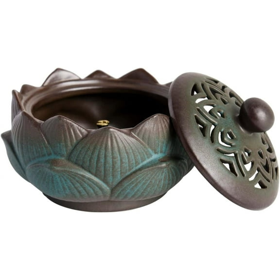 Incense Burner or Incense Cone Holder,Lotus Cone Incense Burner,Incense Cone Holder for Incense Cone and Coil Incense, Coil Incense Burner Set for Office Yoga and Home,Green