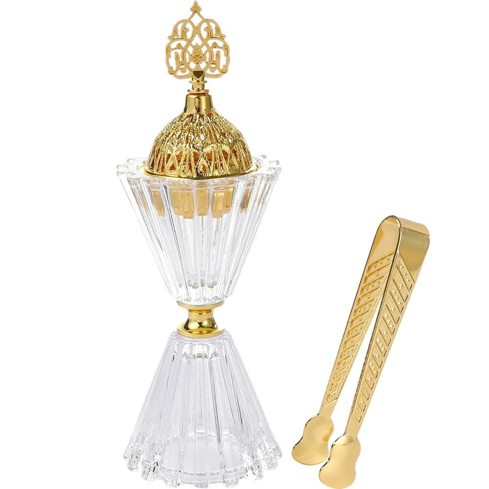 Incense Burner Middle Eastern Incense Holder Crystal Bouquet Aromatherapy Burner Metal Candle Stand With Tong for Home Decor
