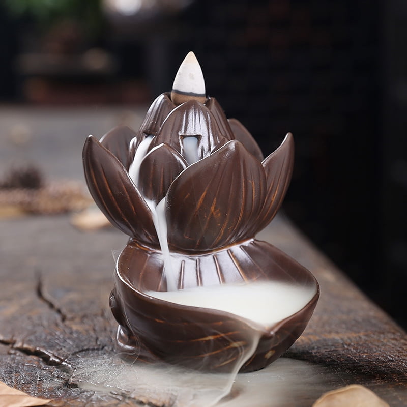 Incense Burner Waterfall Smoke, Indoor Waterfall Backflow Incense Holder, Aromatherapy Ornament, Backflow Incense Cones for Indoor Learning and Working Yoga